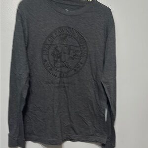 Gray Long Sleeve Tee with Circular Emblem